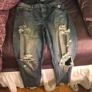 High waisted rip boyfriend jeans